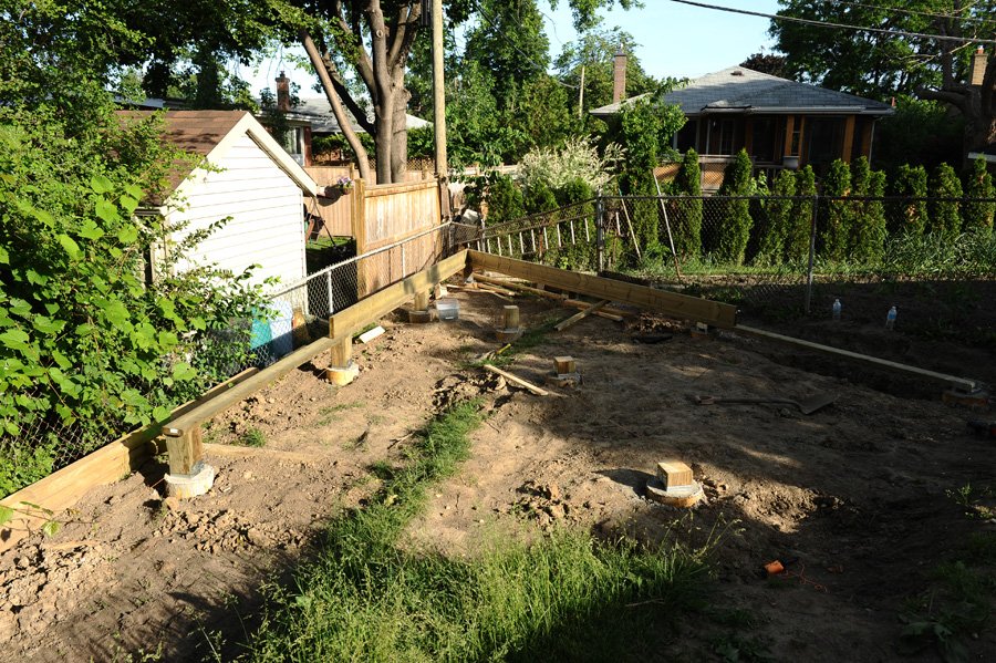 Arrow head shape deck in my backyard