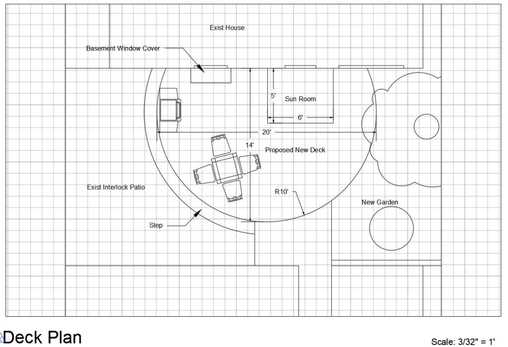 Perfect round deck with sunroom on it