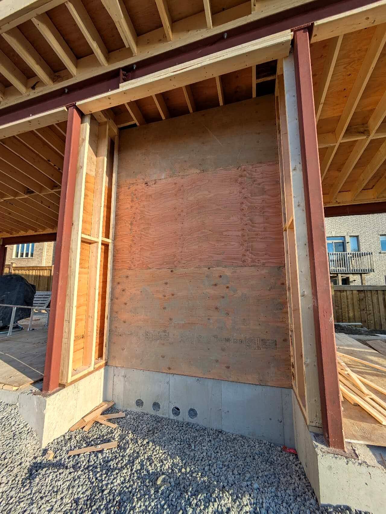 Pool cabana steel column and wall sheathing
